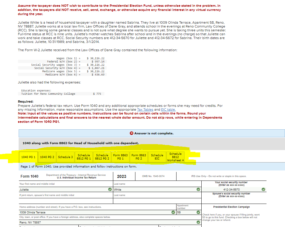 Solved Assume the taxpayer does NOT wish to contribute to | Chegg.com