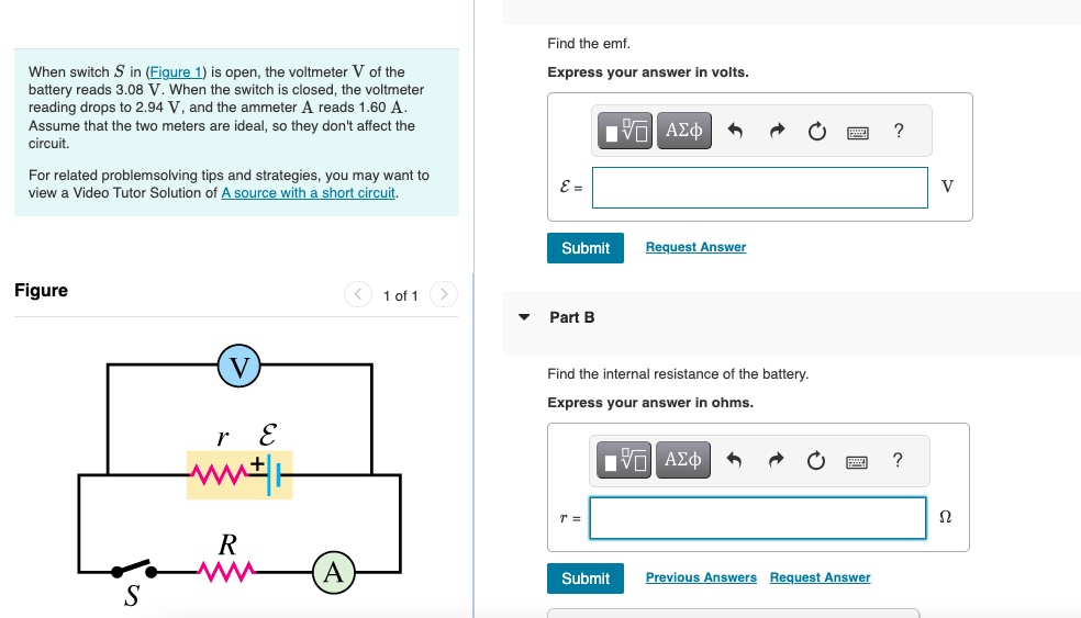 Solved When switch S ﻿in (Figure 1) ﻿is open, the voltmeter | Chegg.com