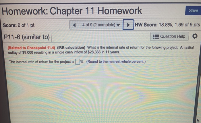 Solved Homework: Chapter 11 Homework Save Score: 0 of 1 pt + | Chegg.com