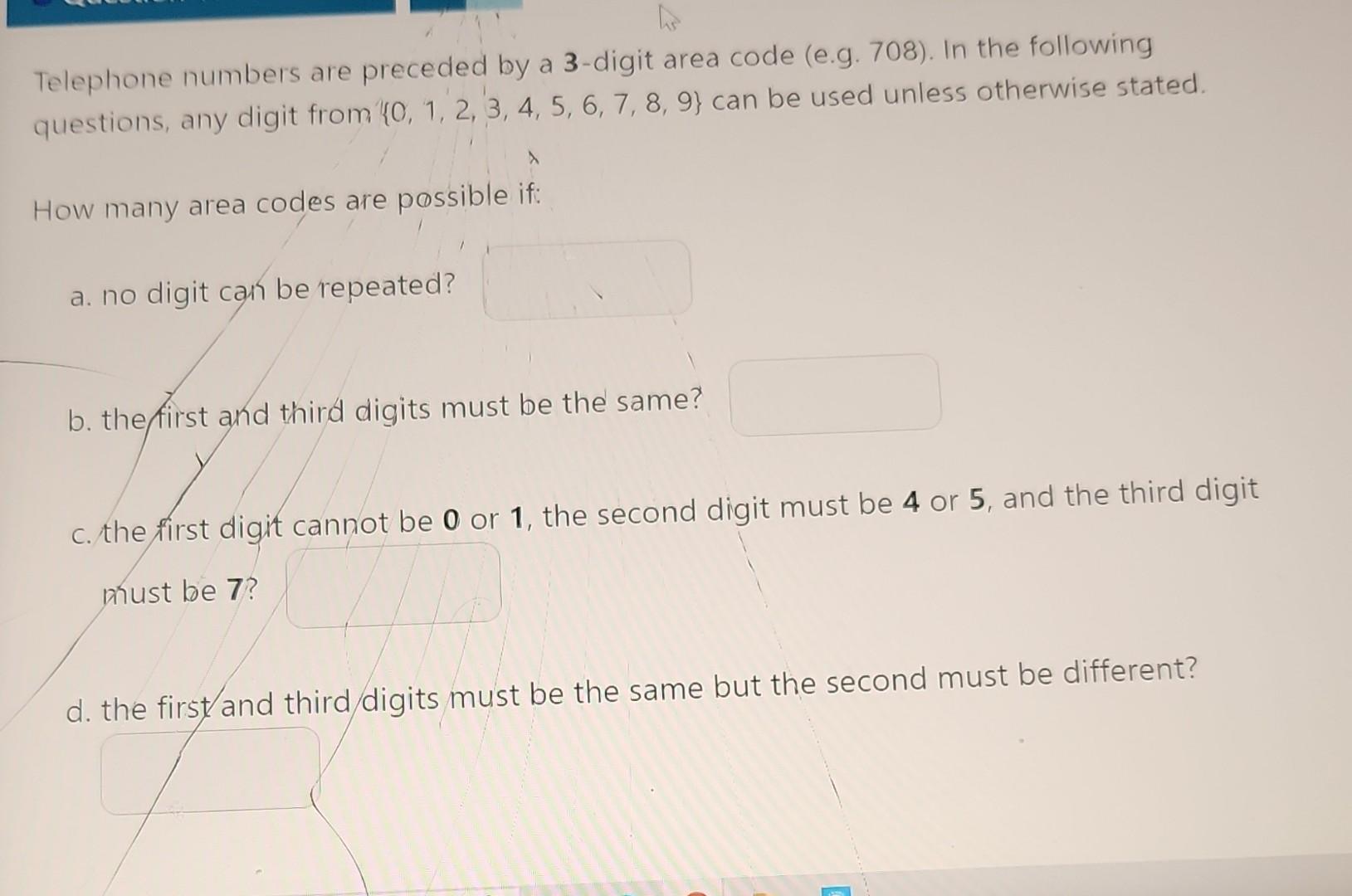 Solved Telephone numbers are preceded by a 3 digit area