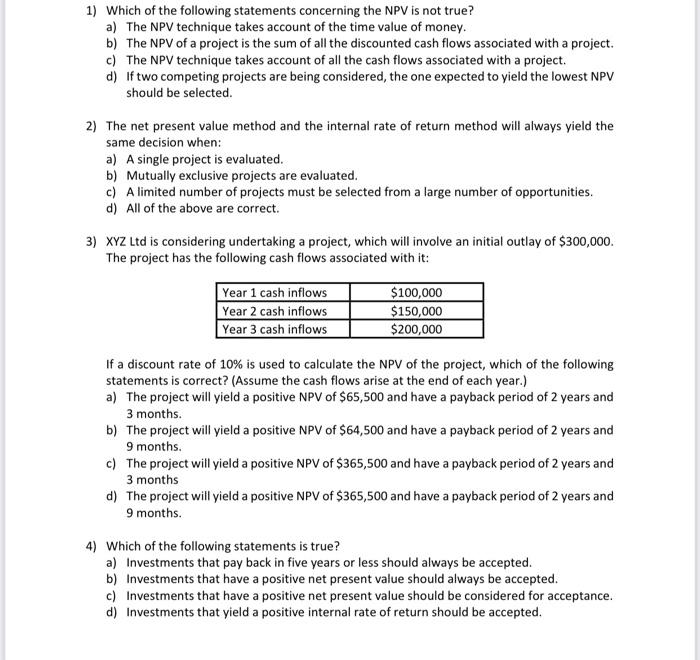 Solved 1) Which of the following statements concerning the | Chegg.com