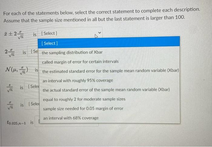 Solved For each of the statements below, select the correct | Chegg.com
