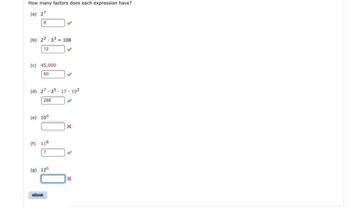 Solved How Many Factors Does Each Expression Have A 27 Chegg Com