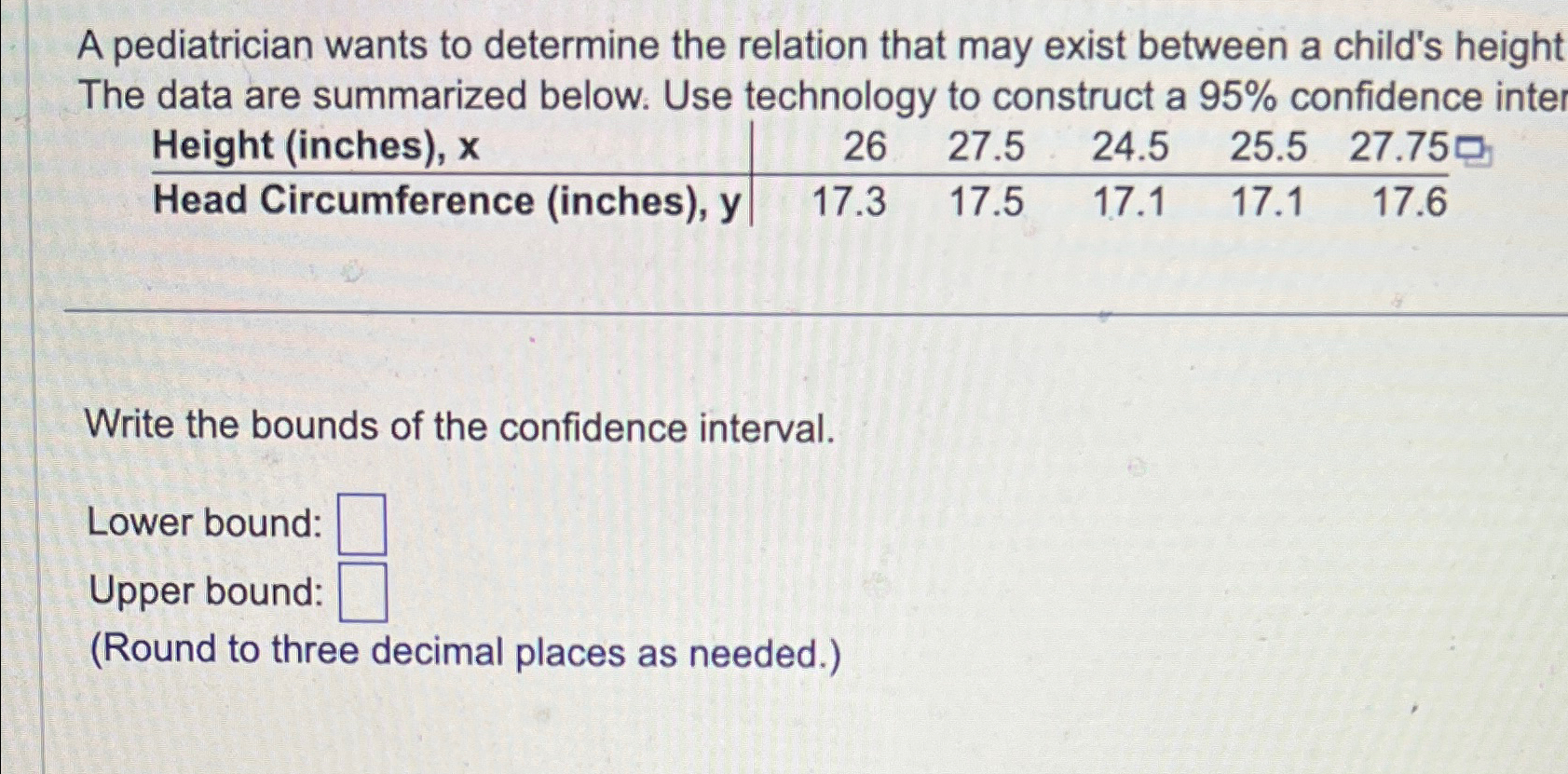 Solved A pediatrician wants to determine the relation that | Chegg.com