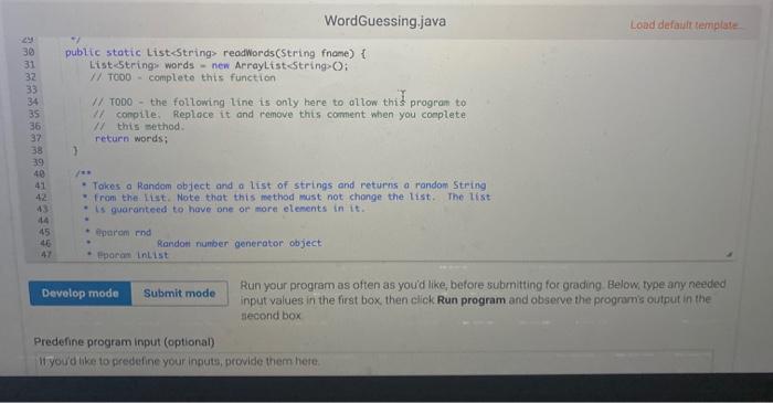 Solved Need help completing the Java code with the given | Chegg.com