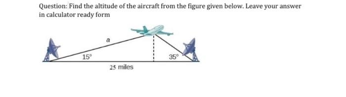 Solved Question: Find the altitude of the aircraft from the | Chegg.com