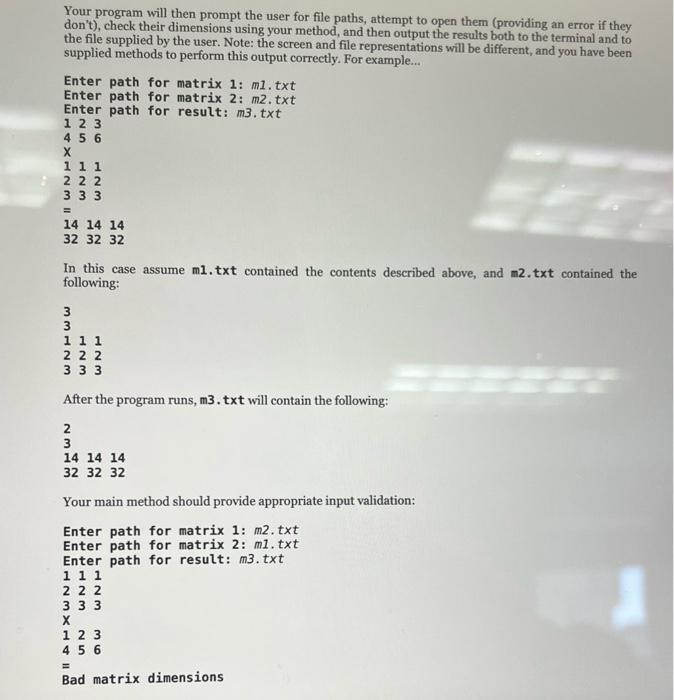 Solved You are to write a program that reads two matrices | Chegg.com