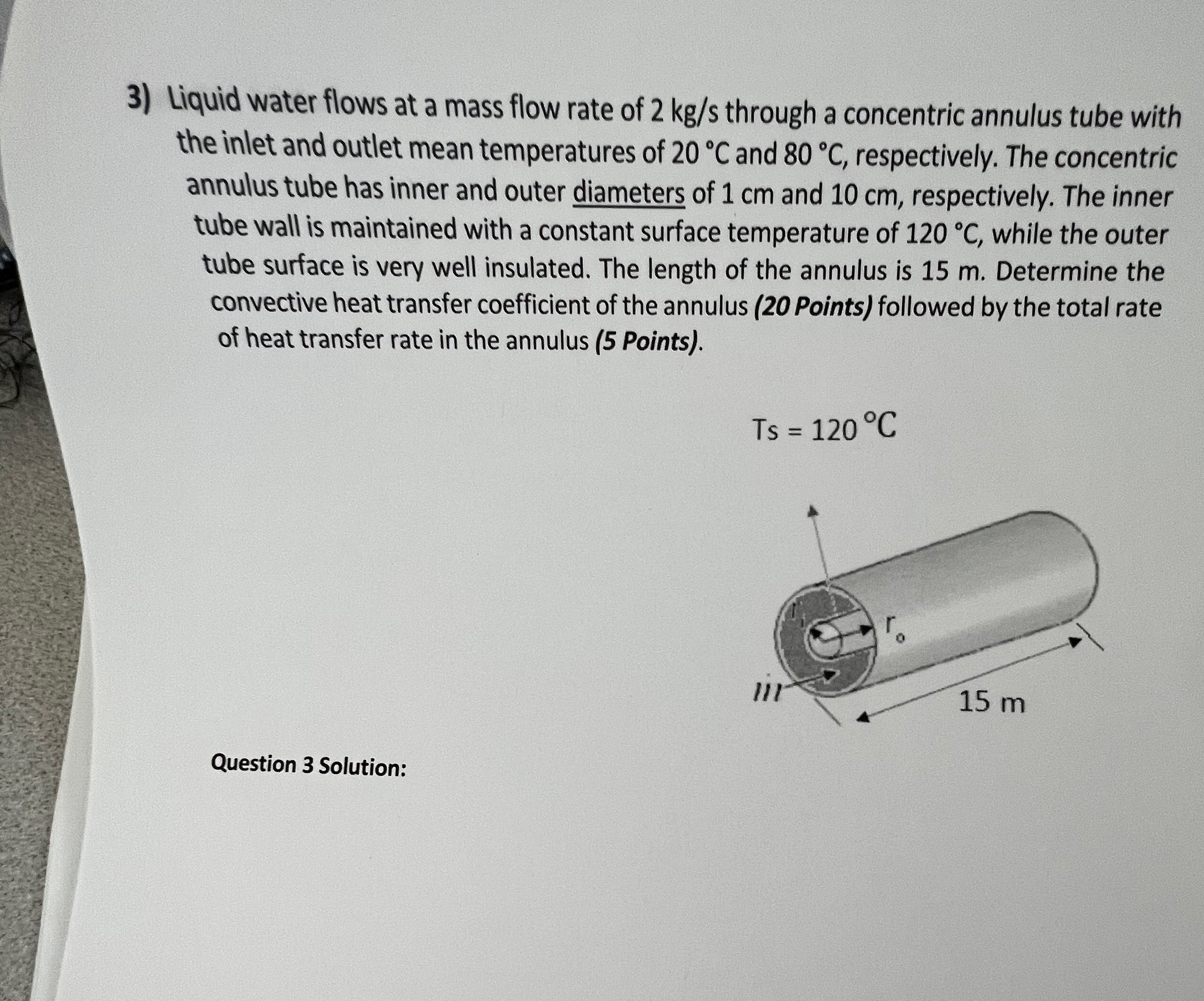 Solved Liquid water flows at a mass flow rate of 2kgs | Chegg.com