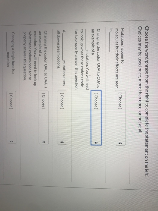 Solved Choose The Word/phrase From The Right To Complete The | Chegg.com