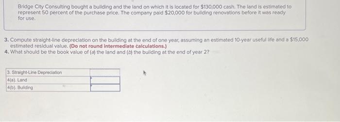 Solved Bridge City Consulting Bought A Bullding And The Land | Chegg.com