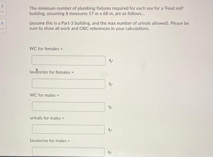Solved The minimum number of plumbing fixtures required for