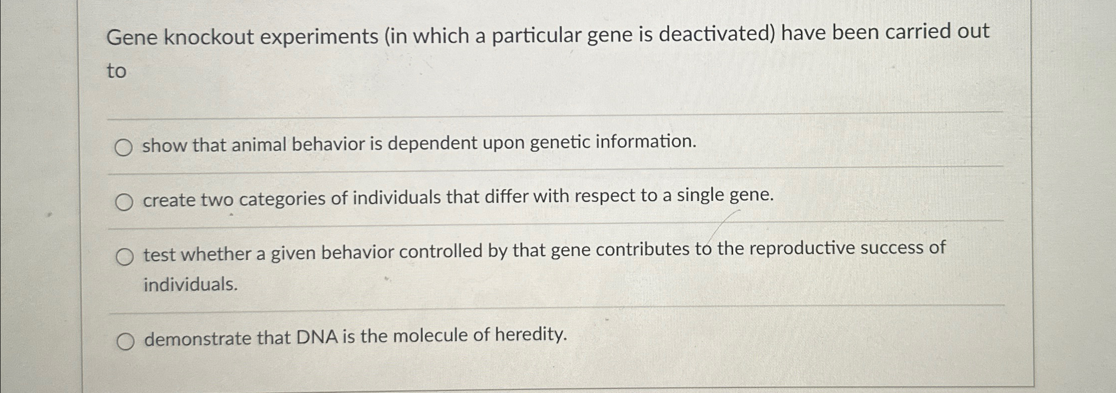 Solved Gene knockout experiments (in which a particular gene