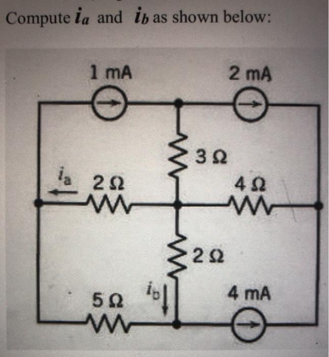 Solved Compute ia and in as shown below: 1 mA 2 mA 1, 22 3 Ω | Chegg.com