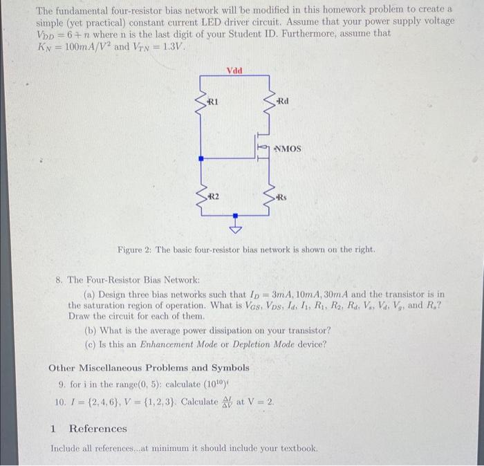Solved The fundamental fourresistor bias network will be