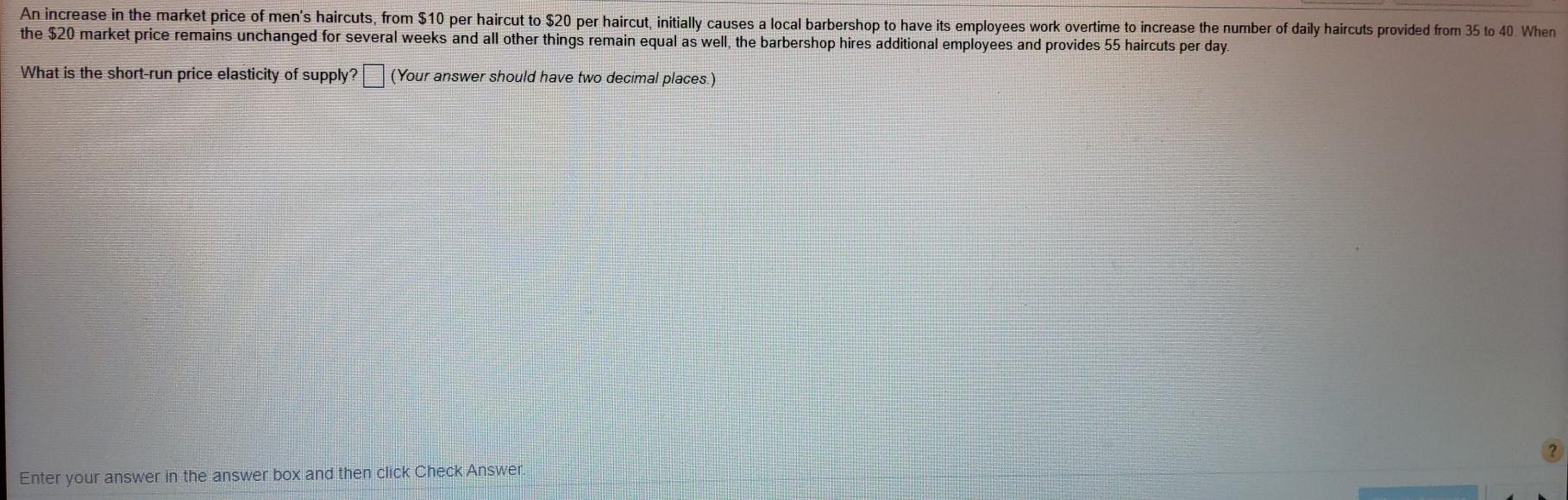 Solved An increase in the market price of men's haircuts, | Chegg.com