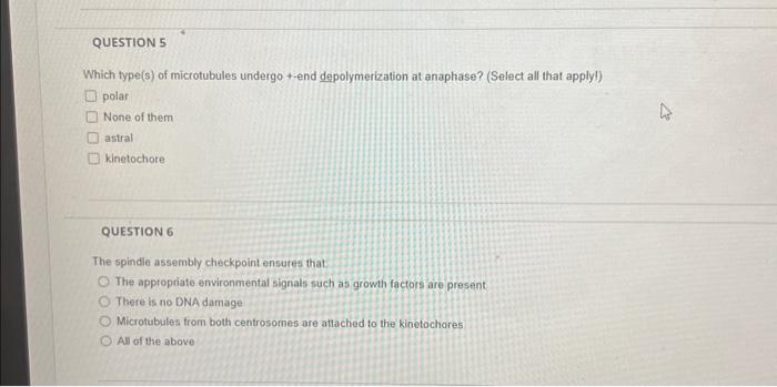 Solved Which type(s) of microtubules undergo +-end | Chegg.com