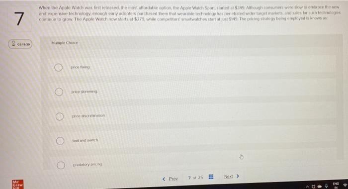 Solved 7 When the Apple Watch was first released the most | Chegg.com