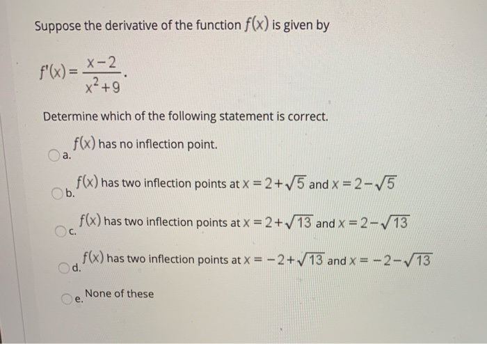 Solved Suppose the derivative of the function f(x) is given | Chegg.com