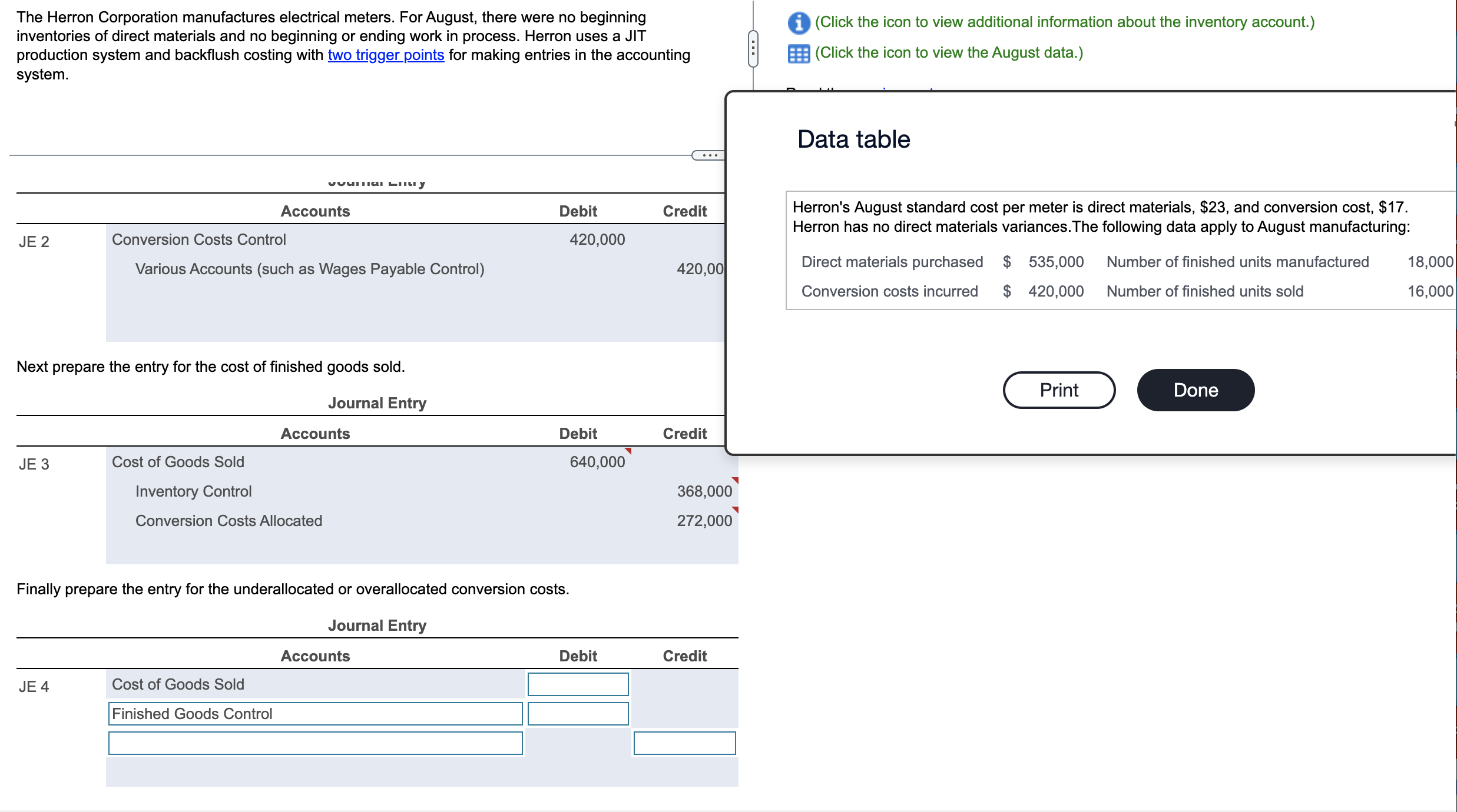 Solved Finally prepare the entry for the underallocated or | Chegg.com