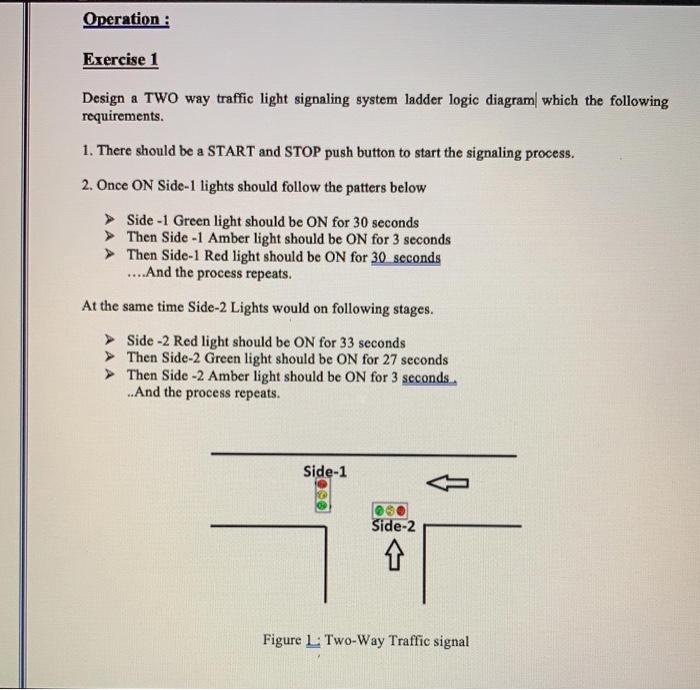 Solved Operation : Exercise 1 Design a TWO way traffic light | Chegg.com