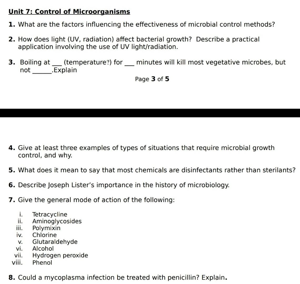 Using Chemicals to Control Microorganisms