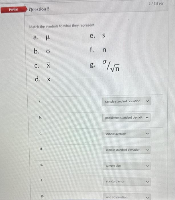 Solved Match the symbols to what they represent. a. μ e. s | Chegg.com