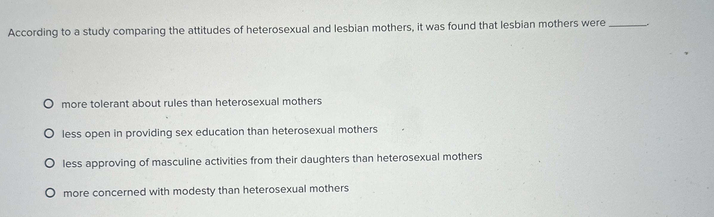 Solved According to a study comparing the attitudes of | Chegg.com