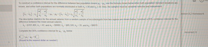 Solved To construct a confidence interval for the difference | Chegg.com