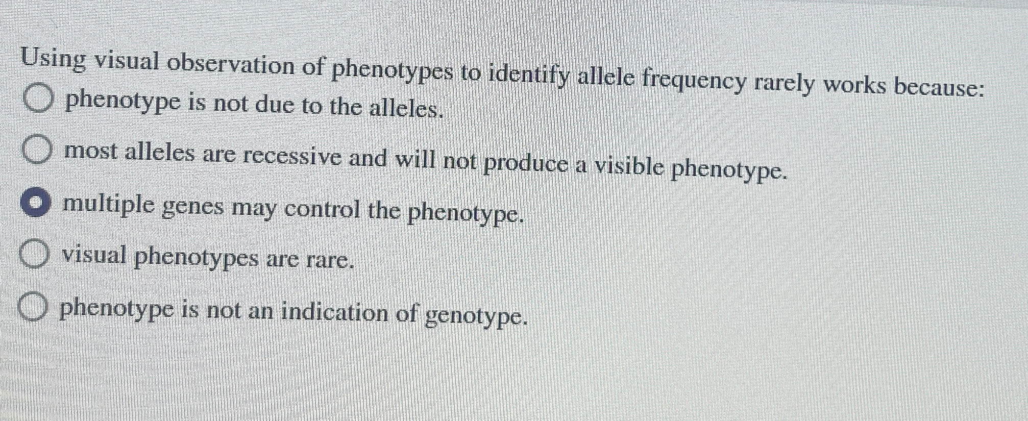 Using visual observation of phenotypes to identify | Chegg.com