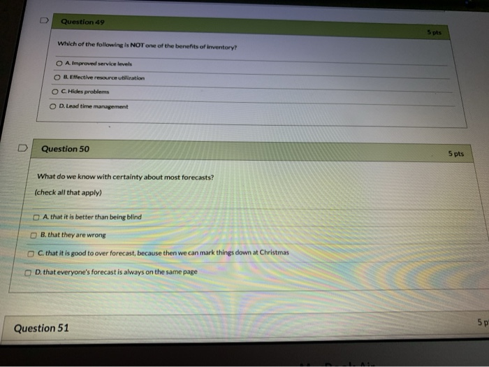 Solved Question 49 5 pts Which of the following is NOT one | Chegg.com