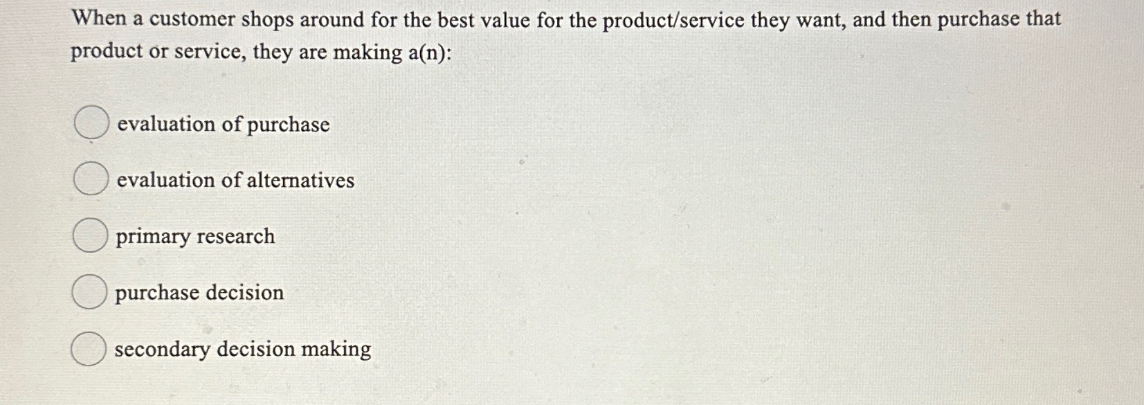 Image showcasing Solved When a customer shops around for the best value for | Chegg.com