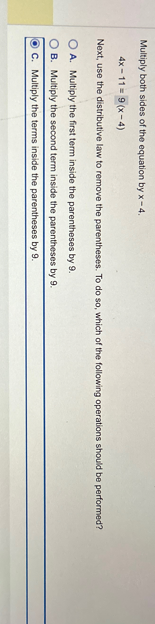 Solved Multiply both sides of the equation by | Chegg.com