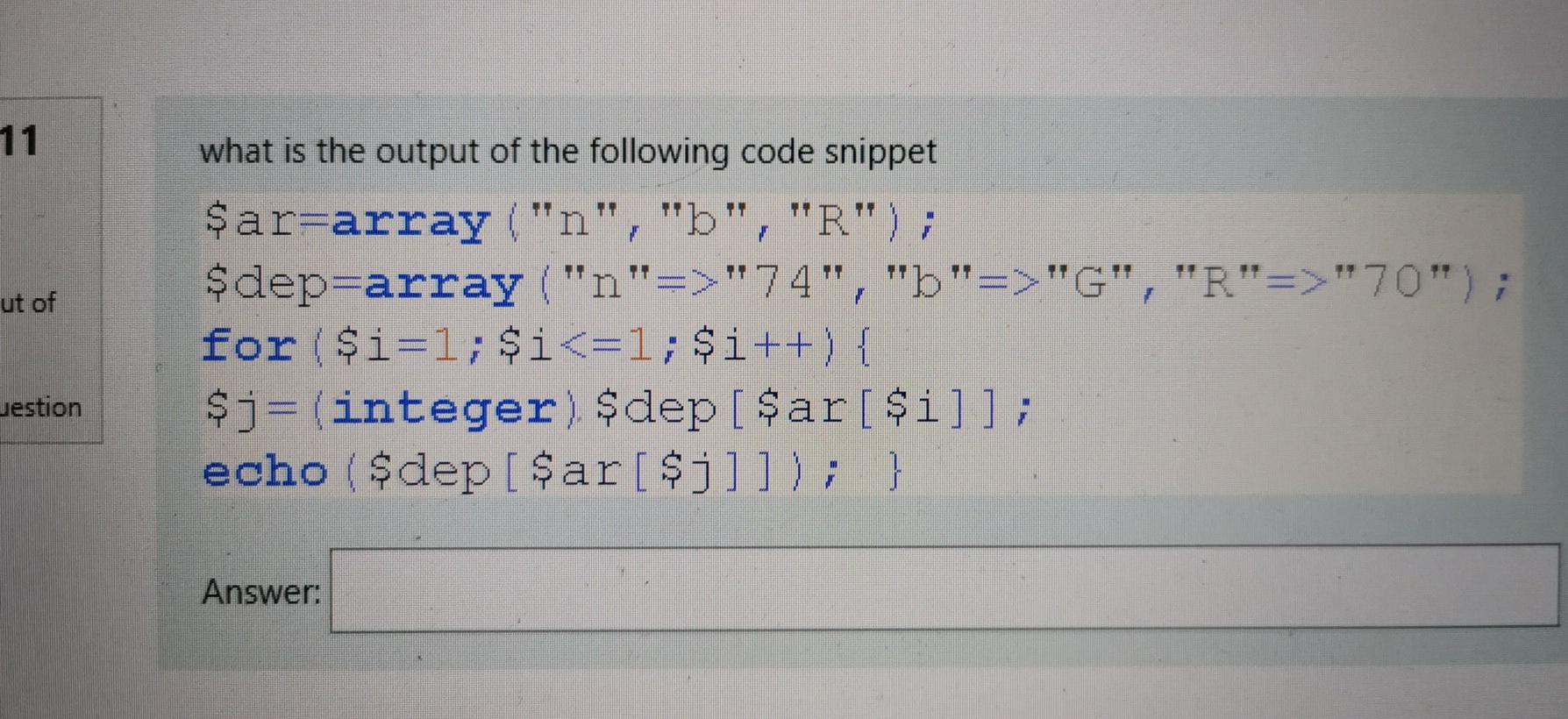 Solved 11 what is the output of the following code snippet | Chegg.com