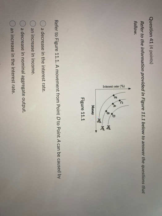 Solved Question 41 (4 points) Refer to the information | Chegg.com