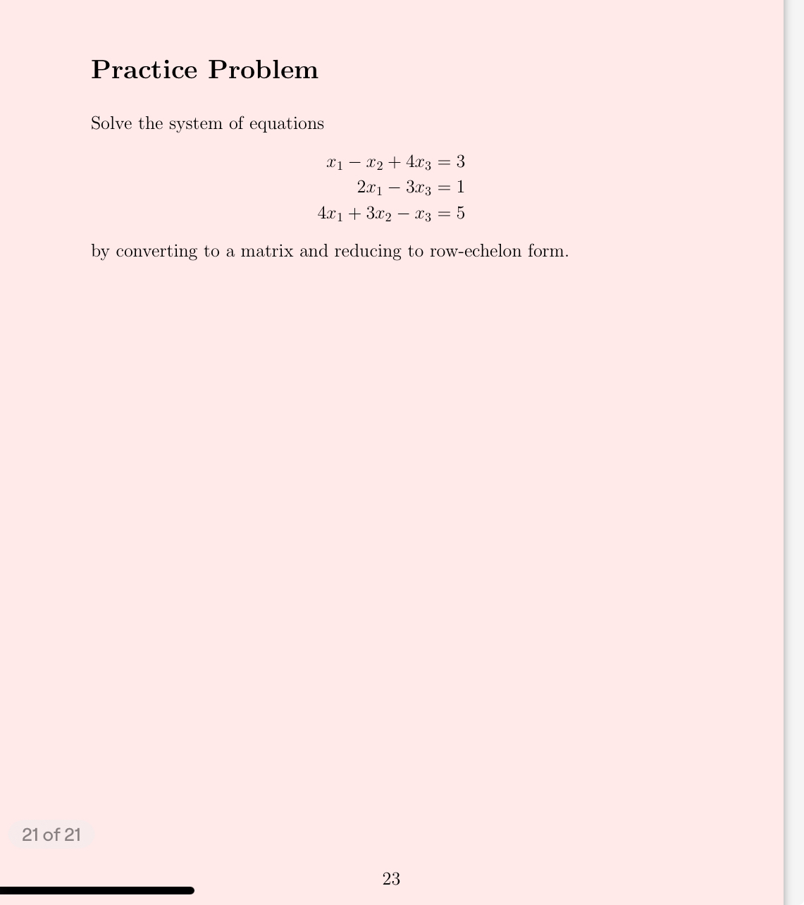 Solved Practice ProblemSolve the system of | Chegg.com