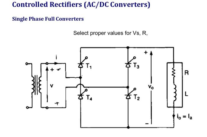 Solved POWER Electronics question:What values for L, R and | Chegg.com