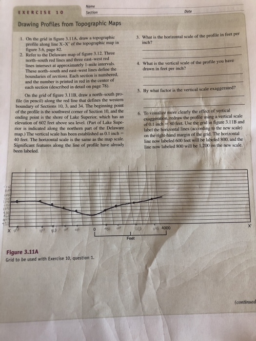 Solved EXERCISE 10 Section Drawing Profiles from Topographic | Chegg.com