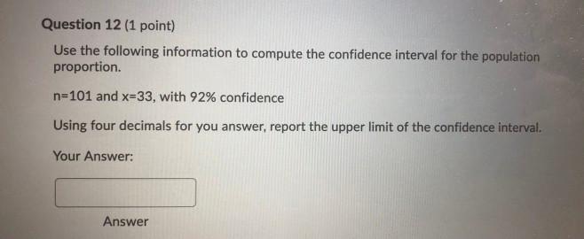Solved Question 12 (1 point) Use the following information | Chegg.com