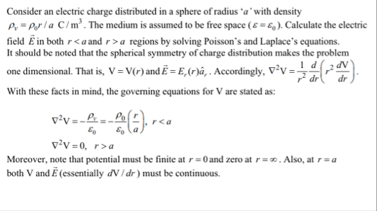 Consider an electric charge distributed in a sphere | Chegg.com