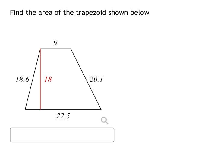 Solved Find The Area Of The Trapezoid Shown Below 