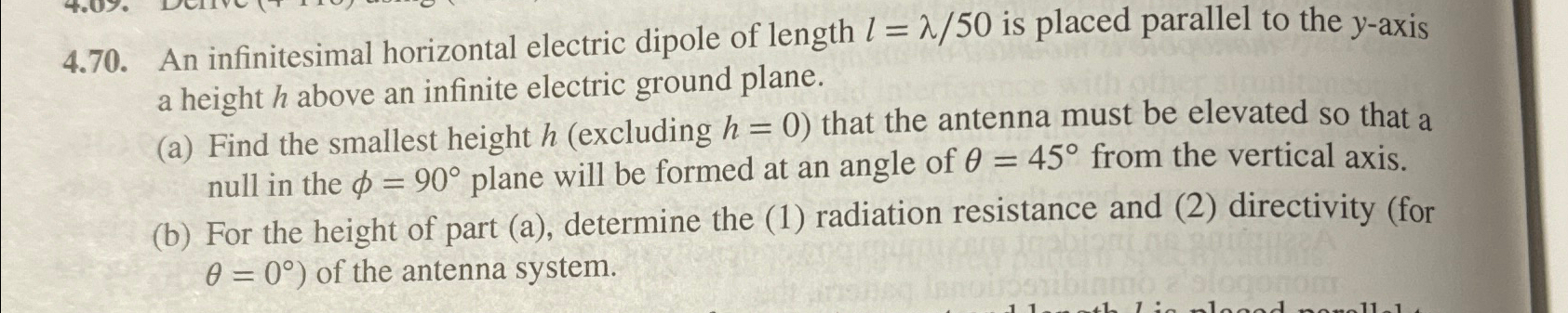 Solved 4.70. ﻿An infinitesimal horizontal electric dipole of | Chegg.com