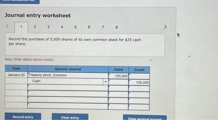 Solved Journal entry worksheet 8 Record the purchase of | Chegg.com