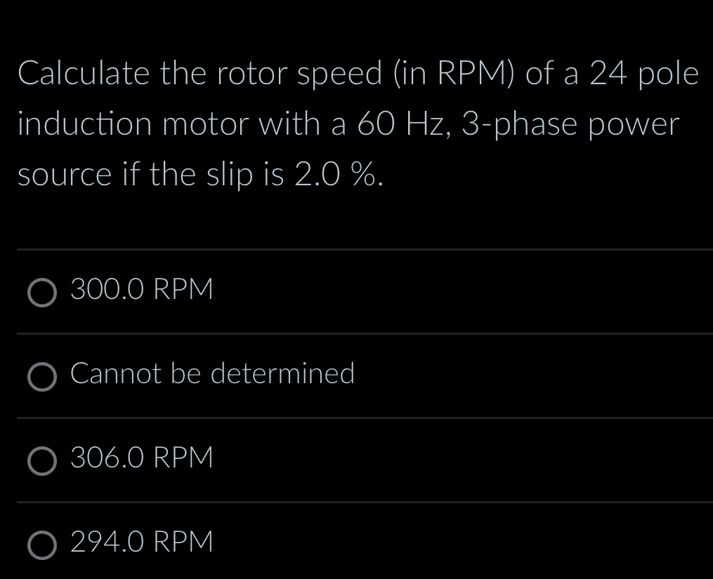 Solved Calculate the rotor speed (in RPM) ﻿of a 24 ﻿pole | Chegg.com