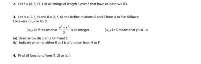 Solved 2. Let S = {A, B, C). List all strings of length 3 | Chegg.com