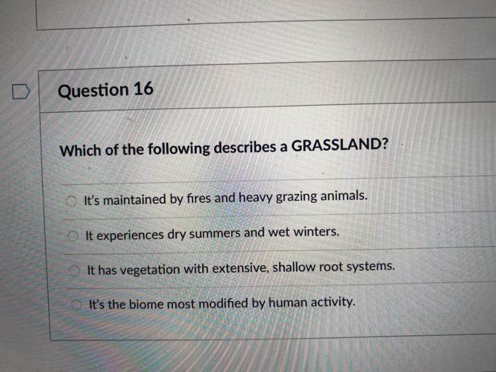 Solved Question 16 Which of the following describes a | Chegg.com