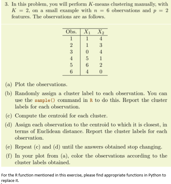 Solved In this problem, you will perform K-means clustering | Chegg.com