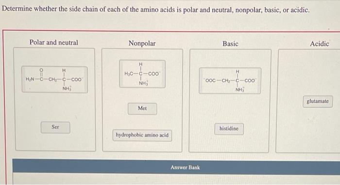 Solved Determine whether the side chain of each of the amino | Chegg.com