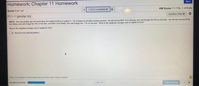 Solved Save Homework: Chapter 11 Homework Score: 0 of 1 pt 1 | Chegg.com