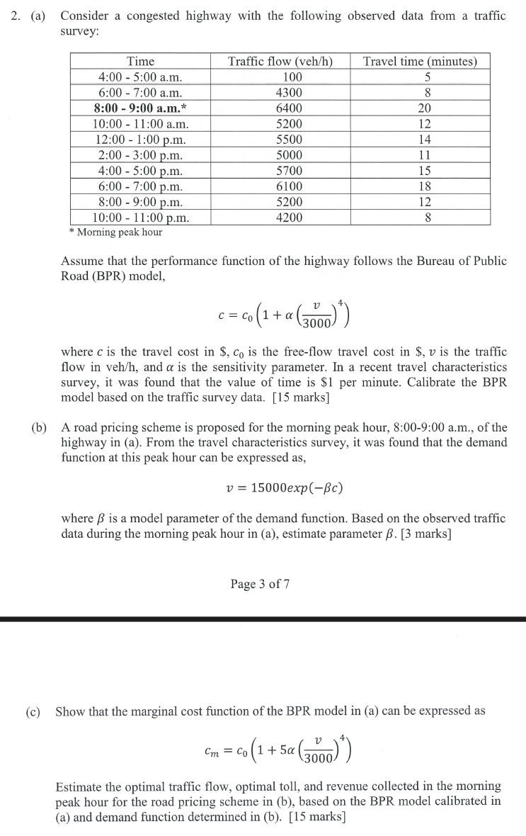 Solved This is a traffic engineering exam question.Please