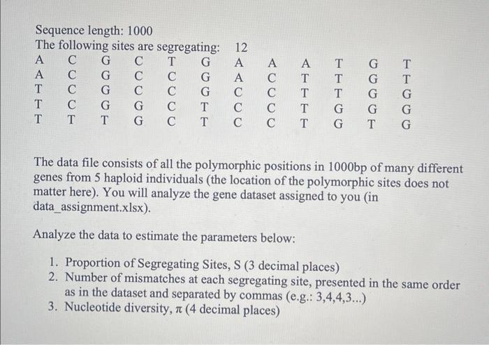 Solved Sequence Length: 1000 The Following Sitec Are | Chegg.com